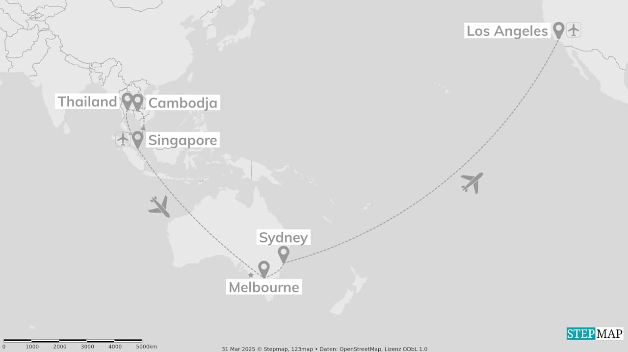All around the world: van Azië via Australië naar de VS