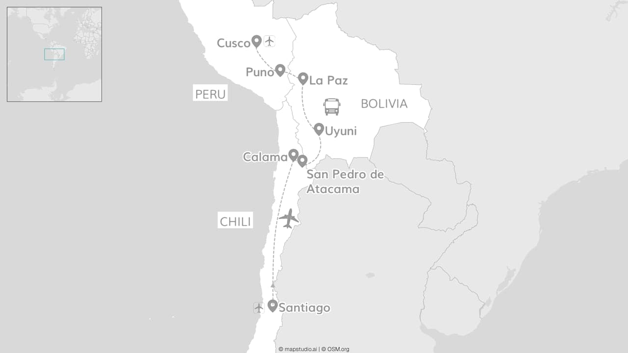 Chili, Bolivia & Peru: van Uyuni naar Machu Picchu