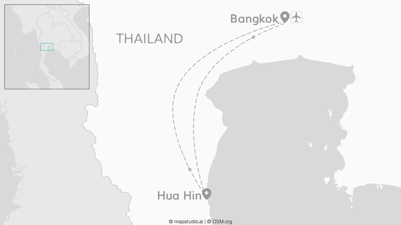 Bangkok & Hua Hin: van skyline naar stranden