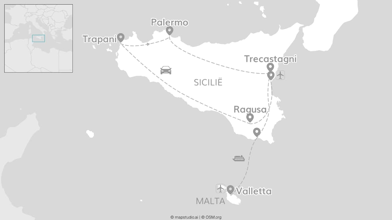 Sicilië & Malta: eilandhoppen in de Middellandse Zee