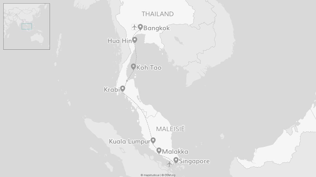 2 for 1 Thailand: Maleisië, Singapore & strandverblijf
