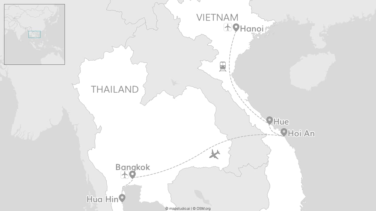 2 for 1 Vietnam: van Hanoi via Hoi An tot Bangkok & Hua Hin