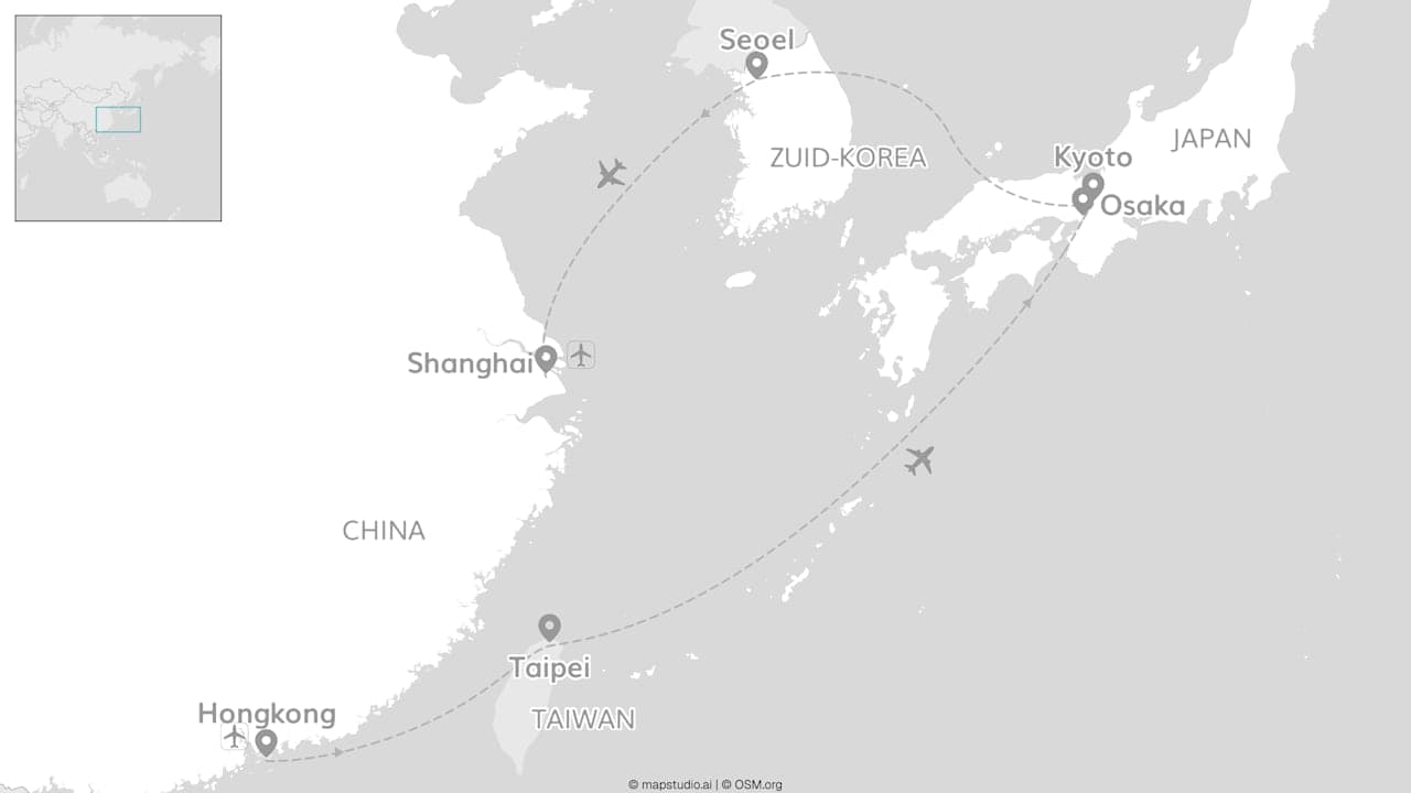 Vijf landen in Oost-Azië: van China tot Zuid-Korea