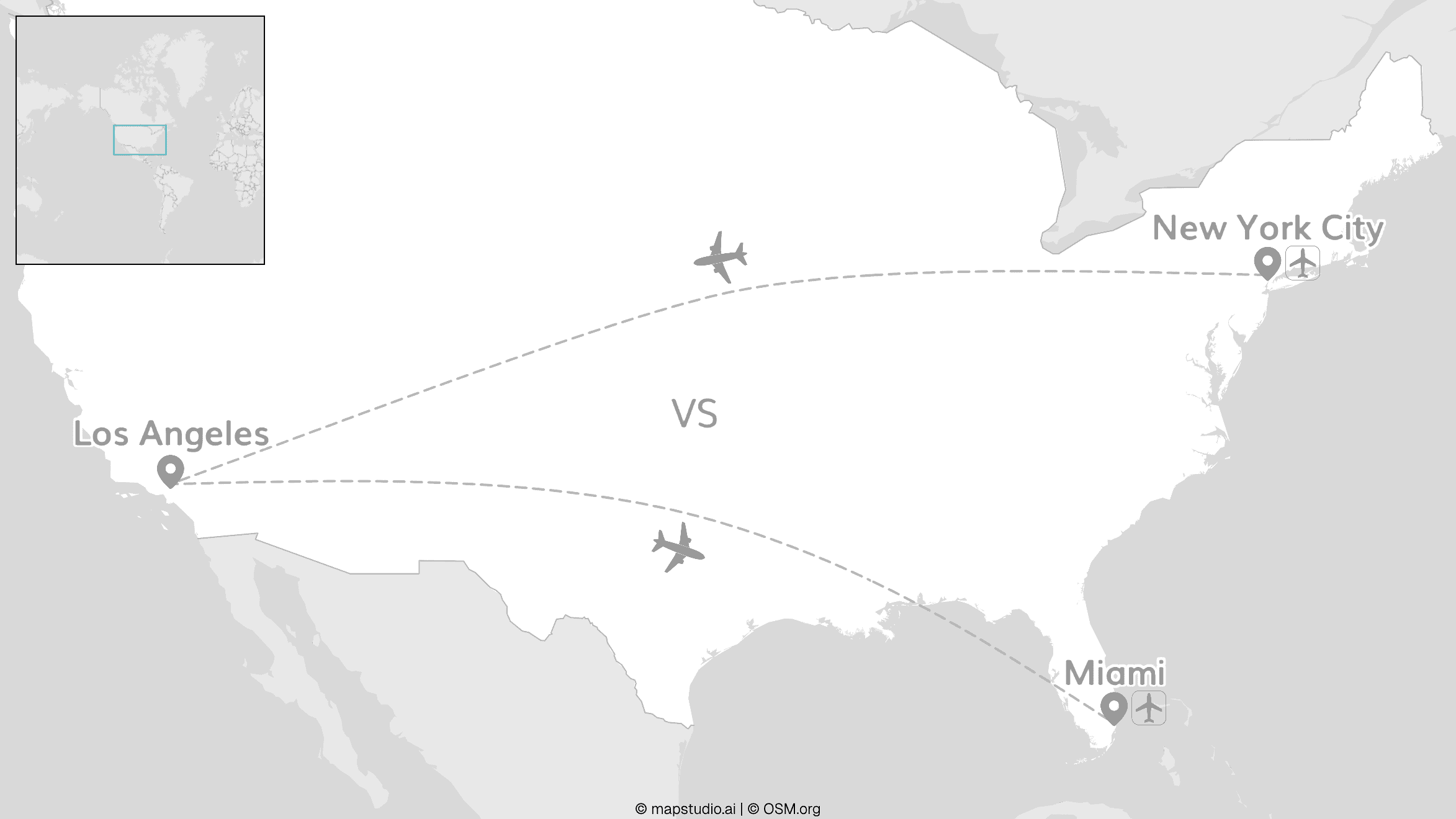 2 for 1 VS: New York, Los Angeles & Miami