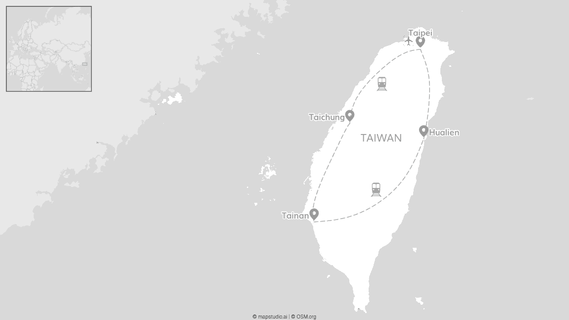 Taiwan per trein: draken, stranden & tempels
