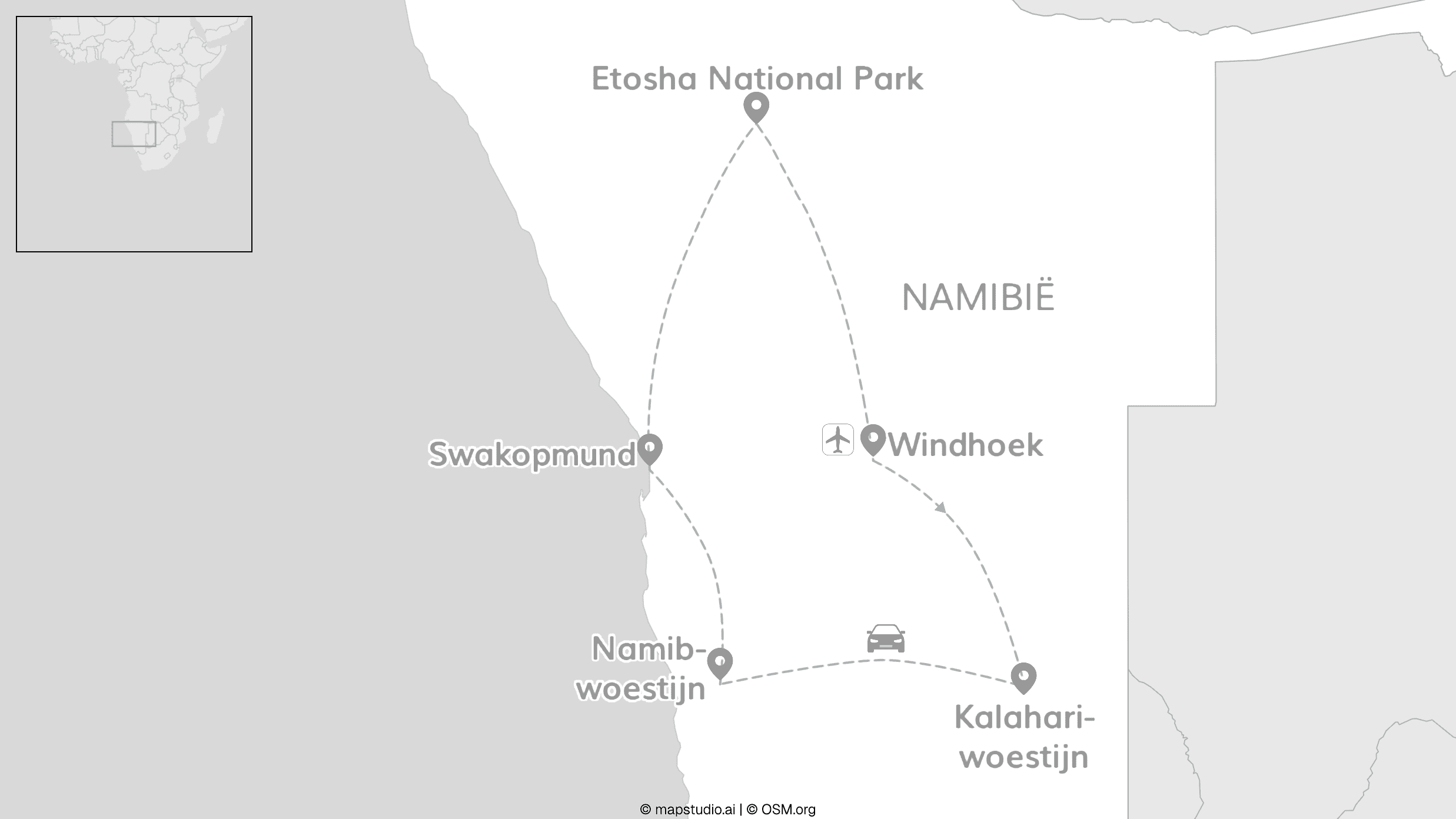 Namibië roadtrip: wildlife, woestijn & safari's